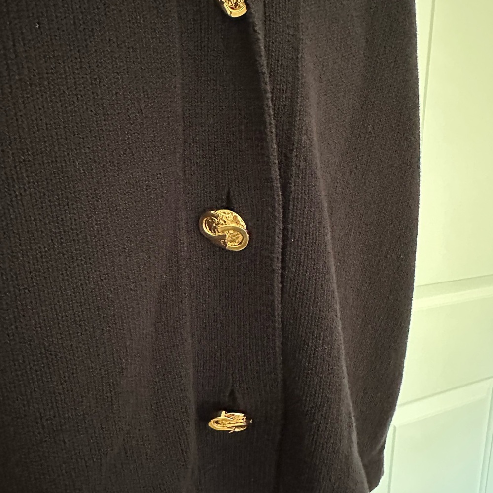 St. John Collection Navy Santana Knit Blazer Cardigan Gold Buttons XL NWOT - Picture 3 of 3